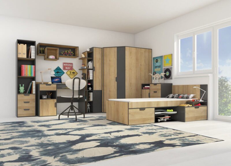 Łóżko NANO System 13 Grafit/Dąb Riviera - obrazek 3