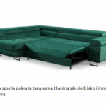 Funkcja spania pokryta taką samą tkaniną jak siedzisko i inne części narożnika.